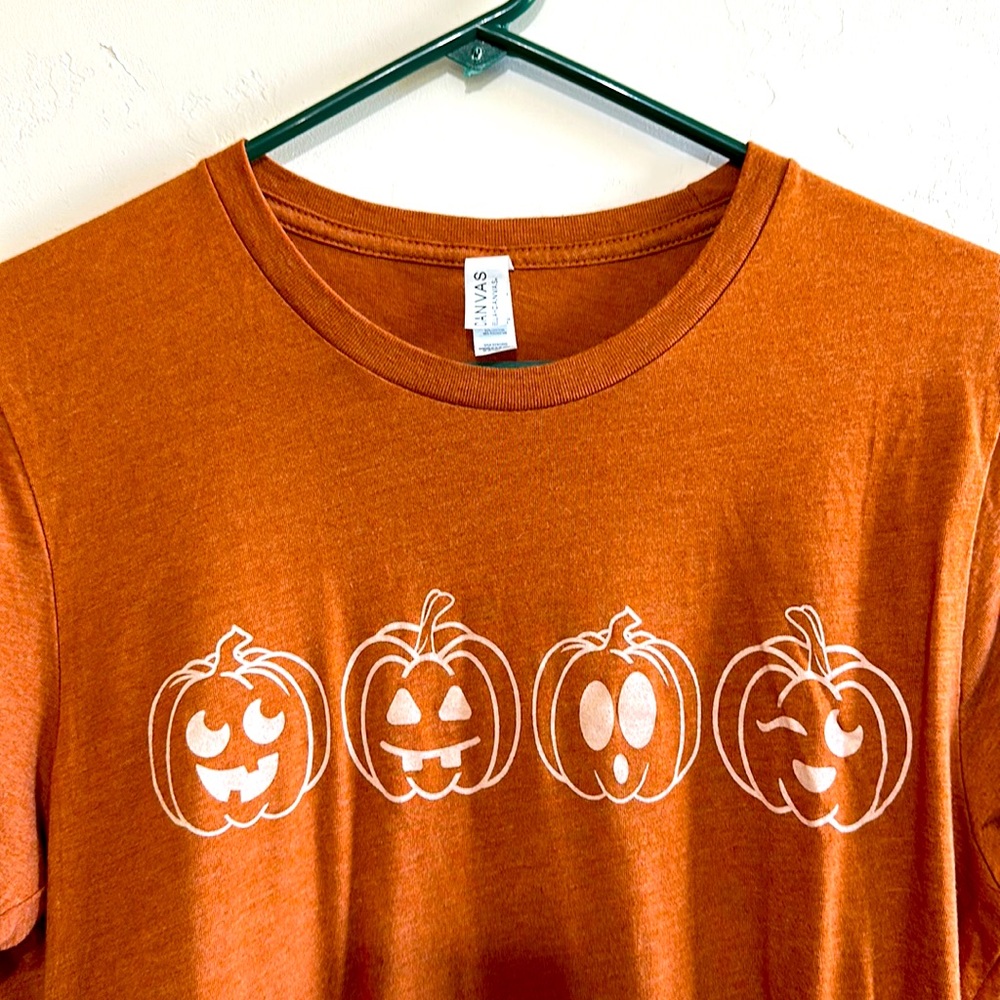 Fall Pumpkin Bella-Canvas Woman’s Short Sleeve Pumpkin Faces Tshirt